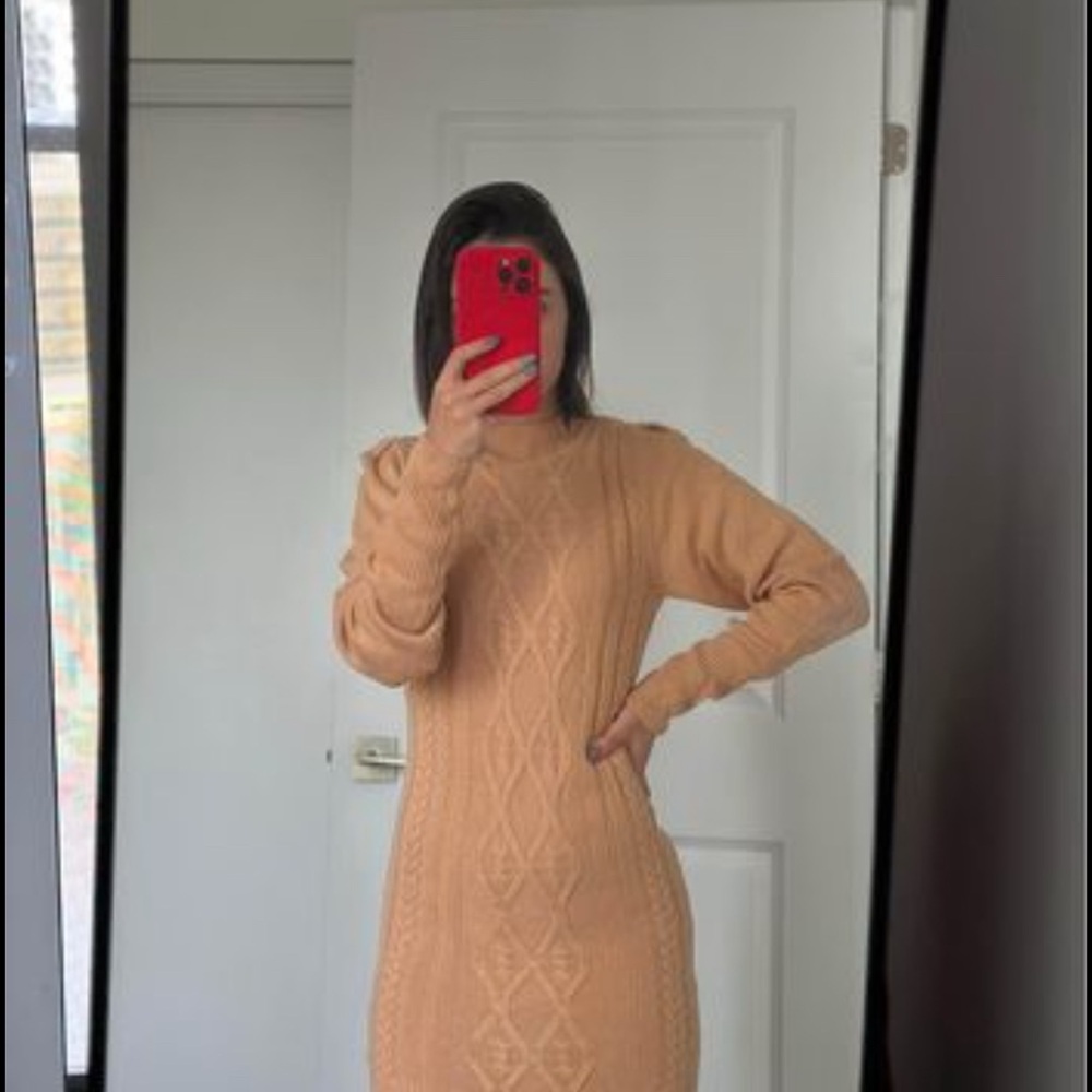 Beige Knit Dress